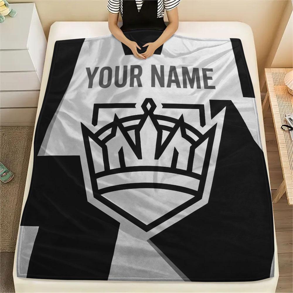 Custom Name,Los Angeles Kings Printed Flannel Blanket, Soft Throw for Bedroom Sofa, Washable, Christmas Present, Great Gift.