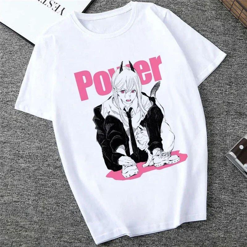 Harajuku Tops Anime Tshirt Unisex Chainsaw Men T Shirt Women Funny Cartoon Pochita Makima T-shirt Graphic Tees Tops Female 90