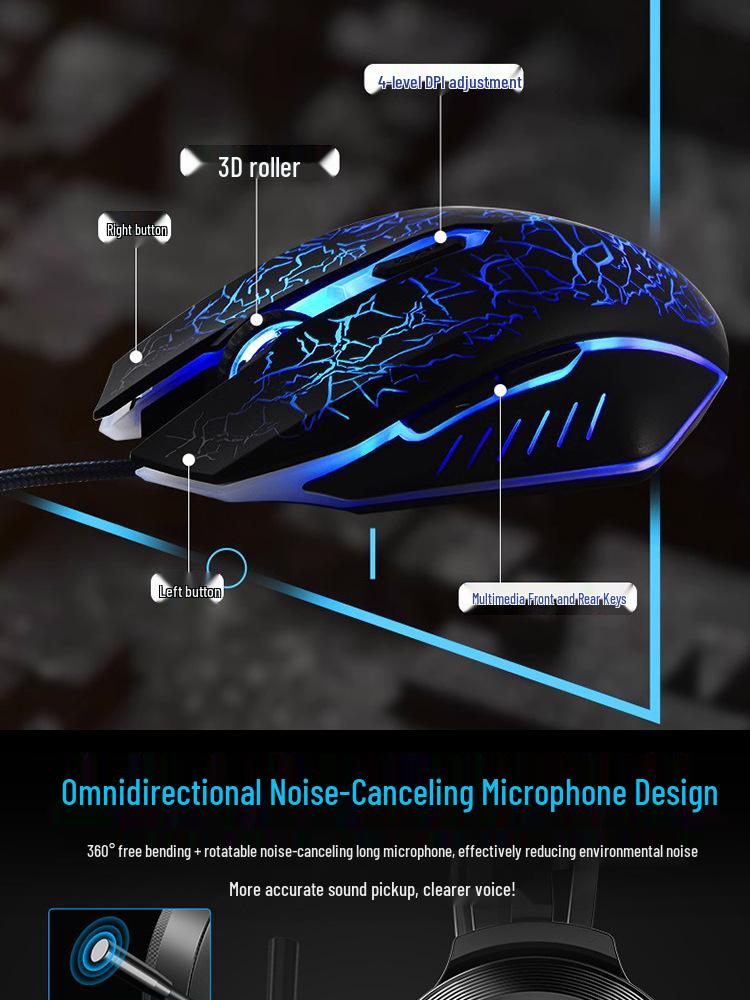 GX810 Wired Gaming Set: Mechanical Feel Keyboard, Mouse & Luminous Headset for Esports and Office.