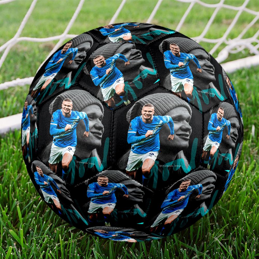 1pc Man City Haaland Celebration Size 5 Soccer Ball PVC Football Sports Matches Training Outdoor Games Beach Elastic Balls 07e119