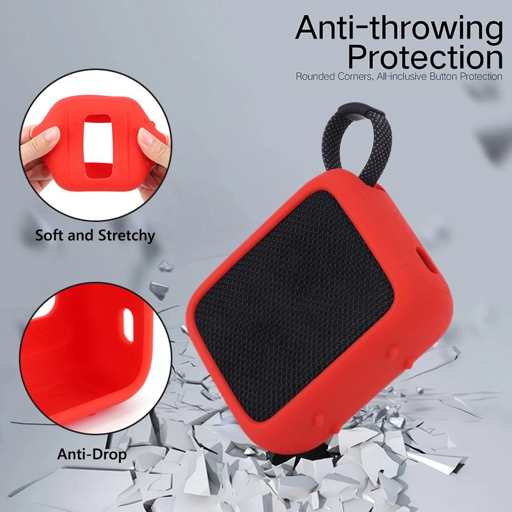 Shockproof Silicone Case for JBL GO 4 Portable Bluetooth Speaker with Carabiner for Travel and Protection