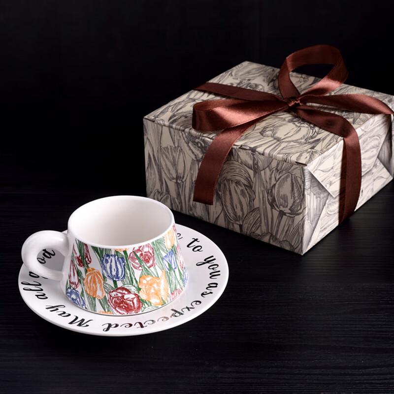French Garden Ceramic Coffee Cup with Saucer