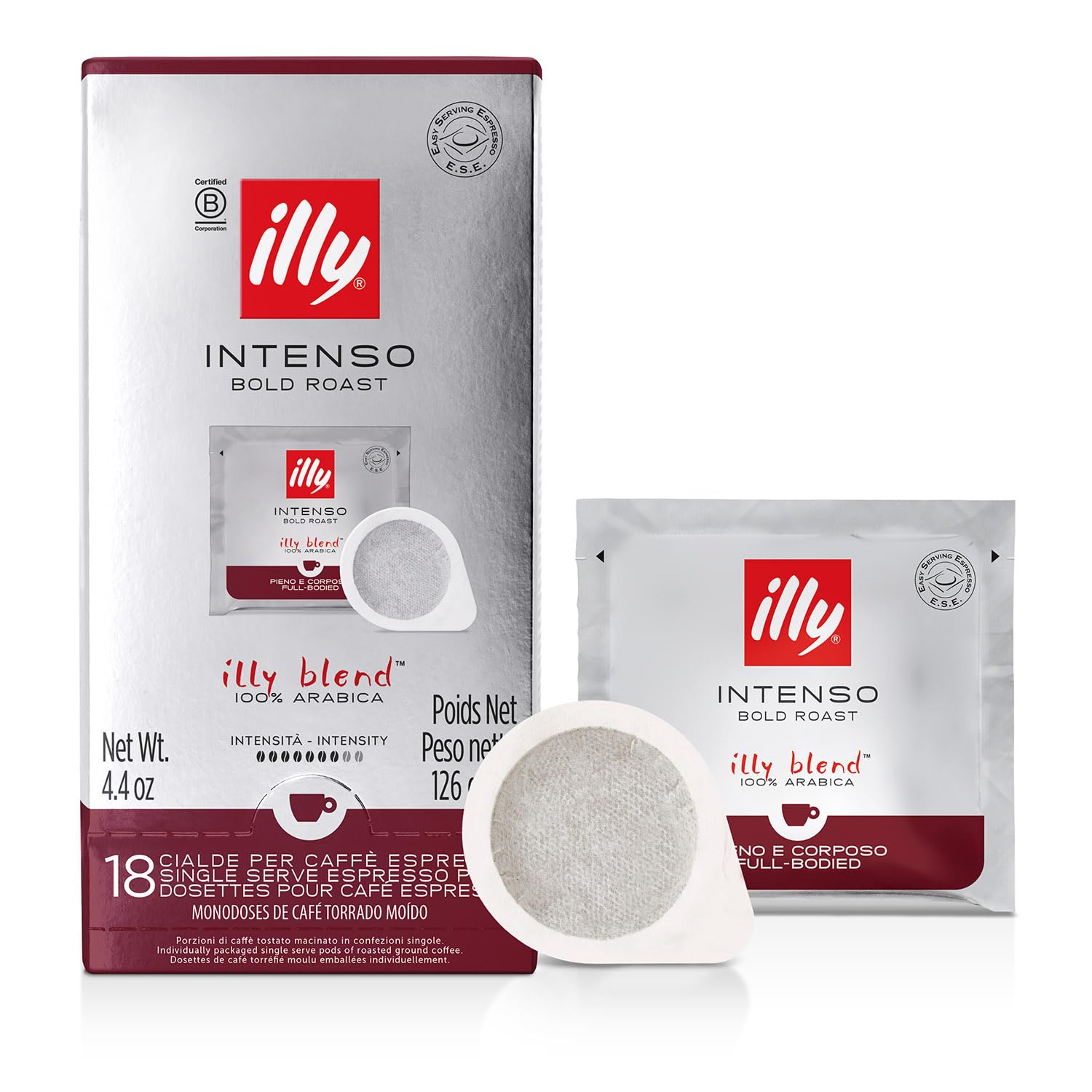 Key Coffee illy Blend Individually Dark Roast 18 pods Pods, Packaged, (Intenso),