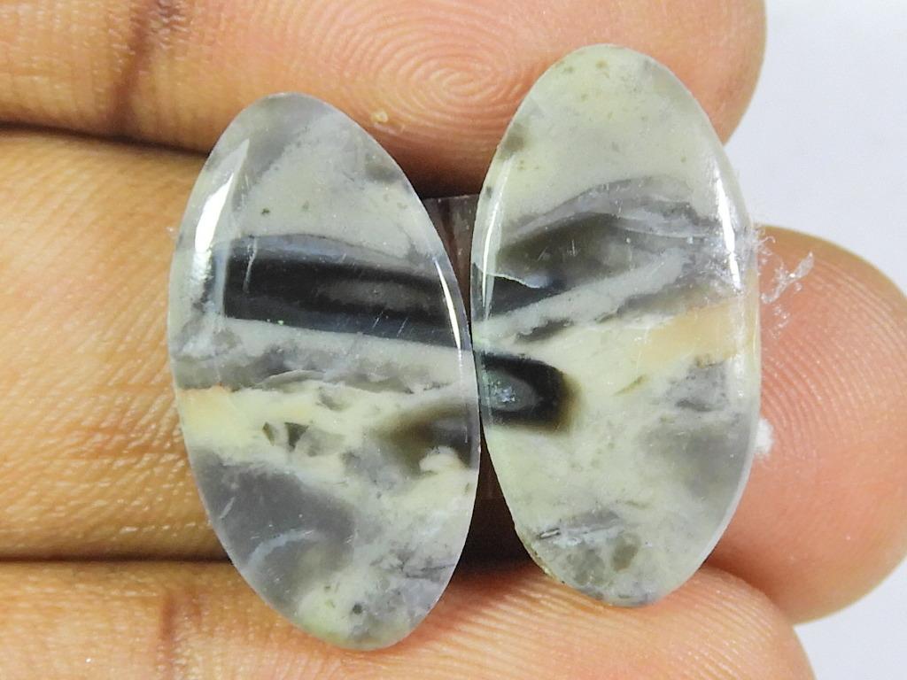 Natural Puff Jasper Matched Pair Pear Cabochon Loose Gemstone 11X22X03 MM SK-265