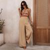 Women's Summer Boho Halter Jumpsuits Sexy V Neck Embroidered Patchwork Casual Vacation Rompers Outfits