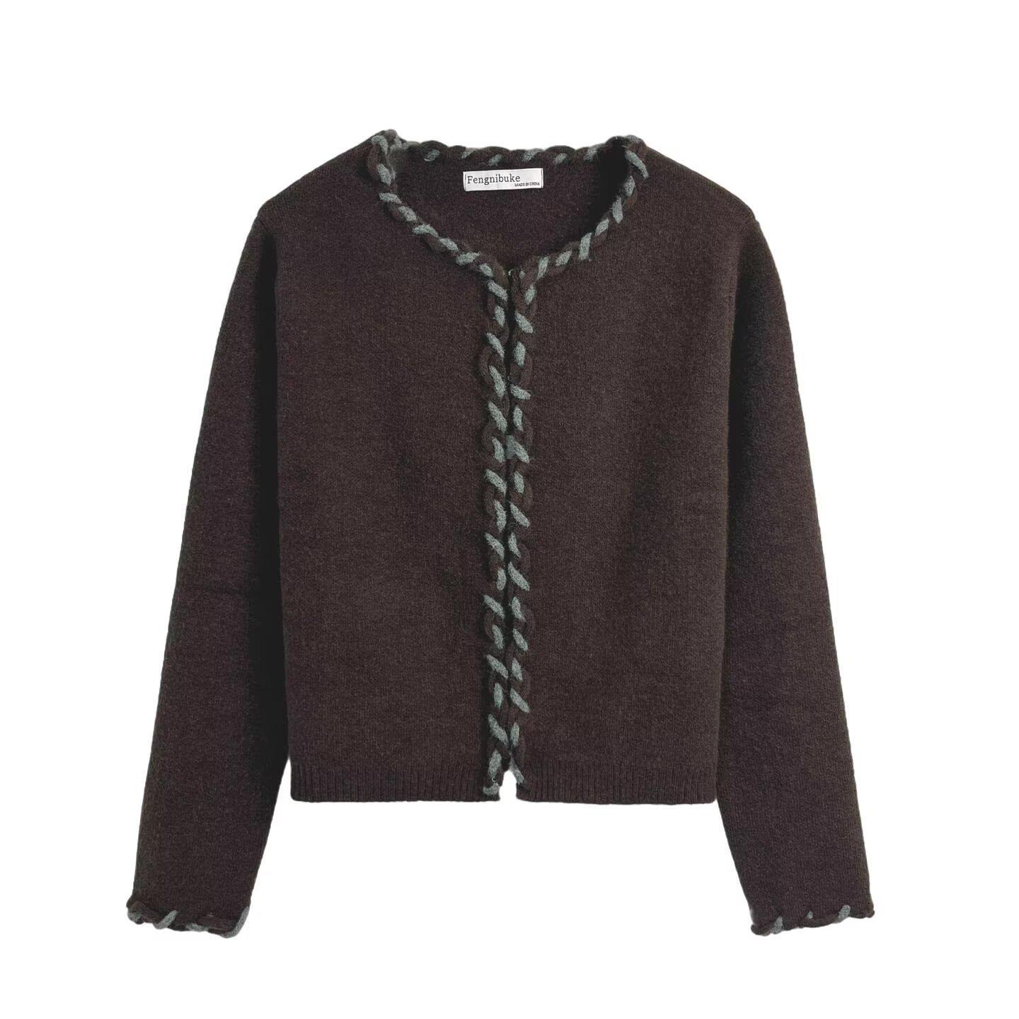 European & American Women s Fashion Interwoven Layered Knit Casual Jacket Small