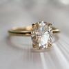 2ct Oval Cubic Zirconia Engagement Ring: Yellow Gold Plated Wedding Proposal Ring: Art Deco Solitaire Bridal jewelry gift for her