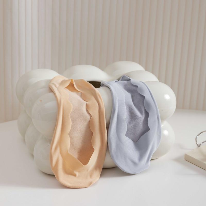 5 Pairs of Women's Summer Thin Pure Cotton Soled Anti Skating Silk Boat Socks