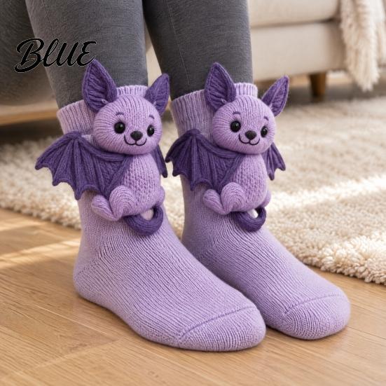 Comfy Indoor Slipper Socks 1 Pair 3D Knit Animal Socks Fuzzy Cute Novelty Knitted Hand Crocheted Floor Sock Stuffed Christmas Gift for Kids