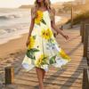 Women's Casual Sleeveless Floral Print Dress Scoop Neck Irregular Hem Mid-Length Summer Dress Lightweight Comfortable Fabric