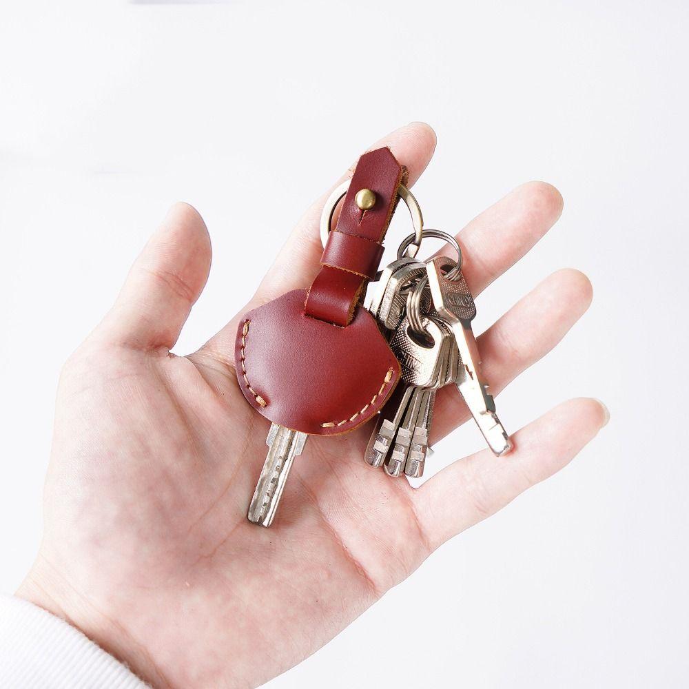 

Vintage Keychain Holder Simple Car Key Ring Holder Rustic Key Case Cover Men коричневый