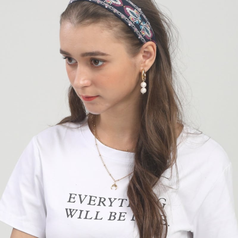 LALA Imported Lace Ethnic Hairband P-NAVY#