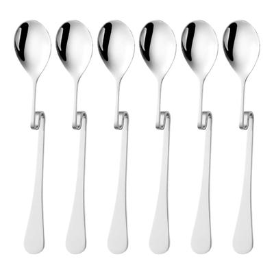 6pcs Hanging Coffee Spoon Stainless Steel S-Shaped Curved Handle For Tea Iced Coffee Smoothie Yogurt Ice Cream Stirring Drink
