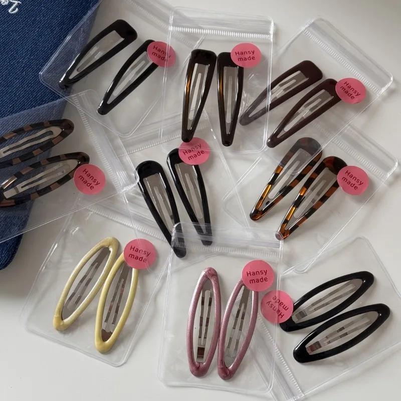 2 Pcs Fashion Hair Clips for Women Leopard Print Dripping Oil Water Drop BB Clip Bangs Clip New Cute Girl Oval Hairpin Edge Clip