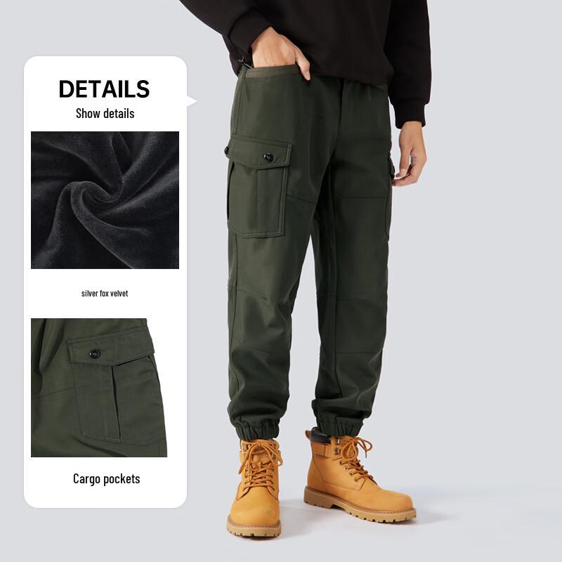 CAMEL Men s Fleece-Lined Tapered Cargo Pants L