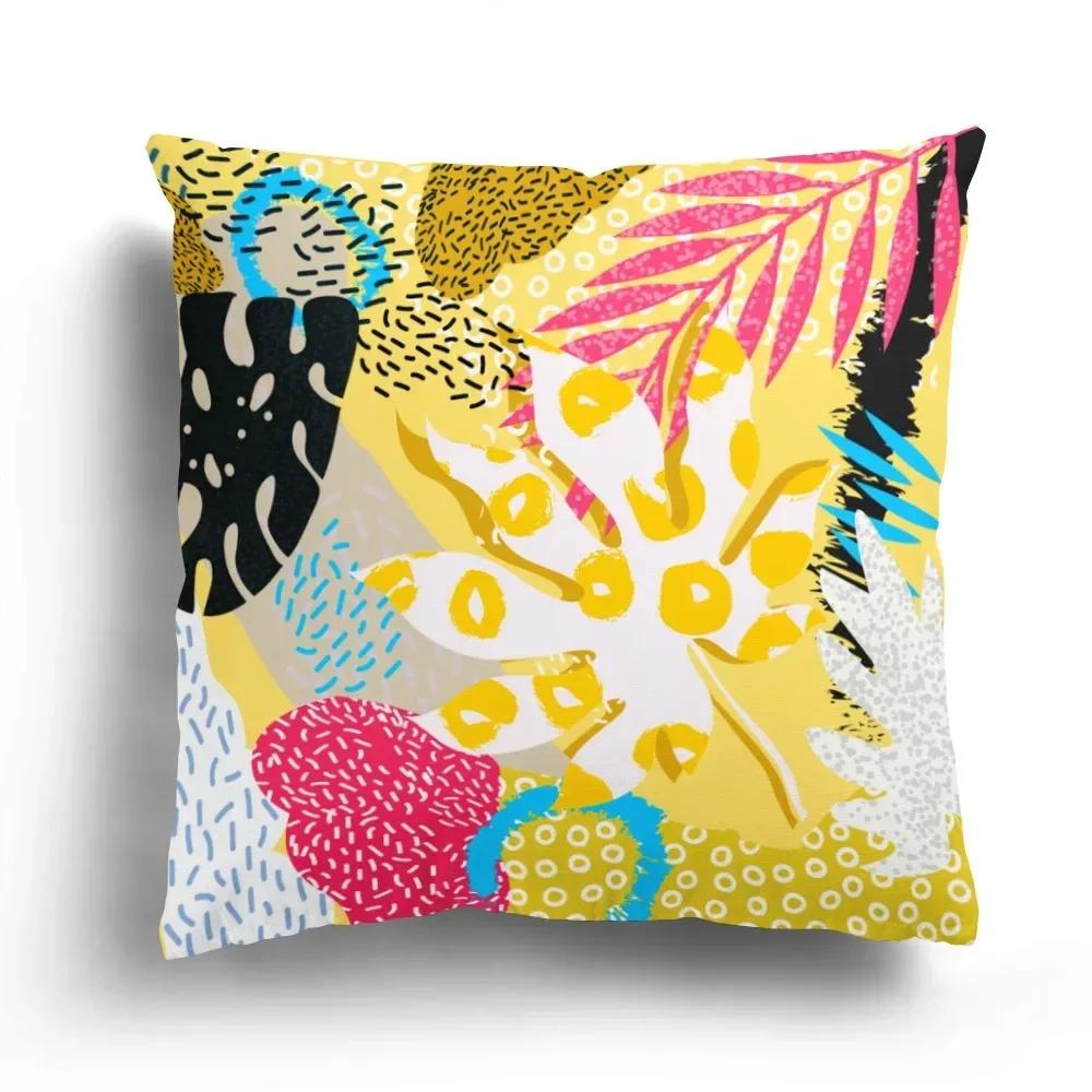Office Sofa Car Cushion Cover Luxury Home Decoration Pillow Cover Creative Leaves Tropical Plant Pattern