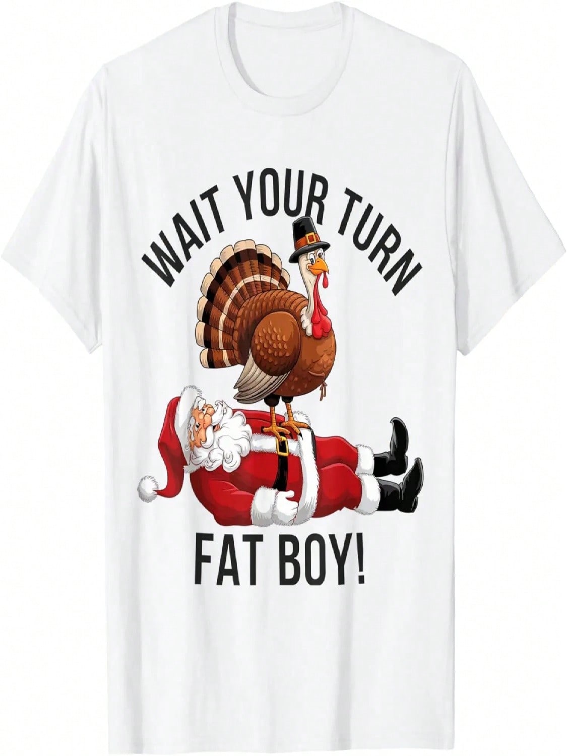 Funny Thanksgiving Turkey Vs Santa Humorous Holiday T-Shirt S разноцветный