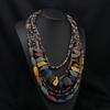 Vintage Morandi color wood bead necklace female personality exaggerated bohemian vacation stage accessories