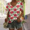 Summer Flower Rose 3D Print T-shirt Women Streetwear Casual T Shirts Y2k Tops Woman Harajuku V-Neck Tees Oversized Clothing