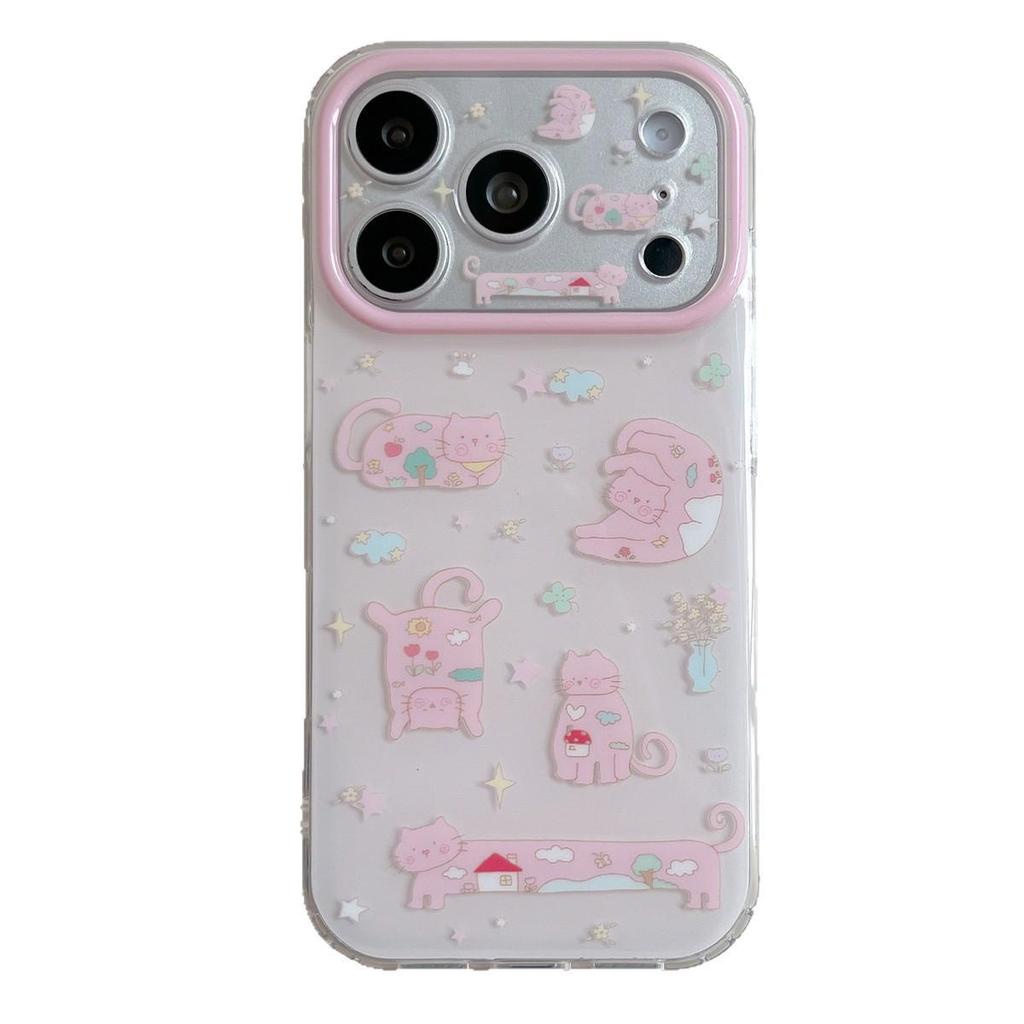 Cartoon Sternenkatze Doppellagige Anti-Fall Hülle für iPhone 15/16/17 PROMAX
