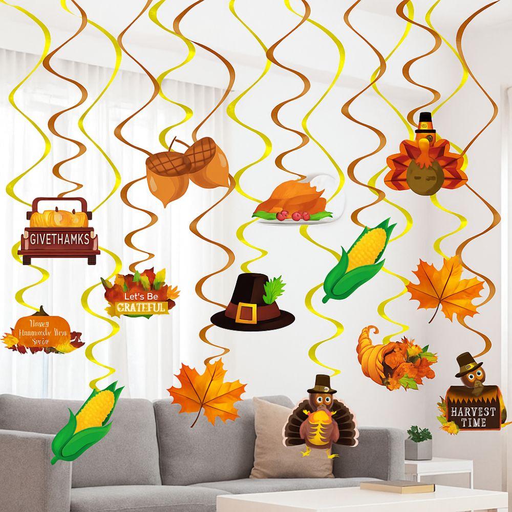 Celebration Thanksgiving Spirals Hanging Flag Party Decoration Supplies  Indoor Outdoor Decorations