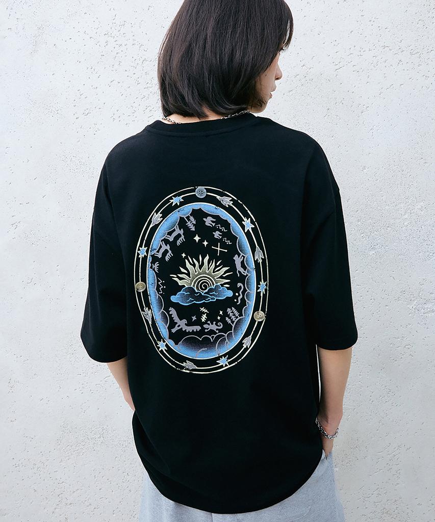 GAKKAI UNIONS Sunset Western Button Short Sleeve T-Shirt Black