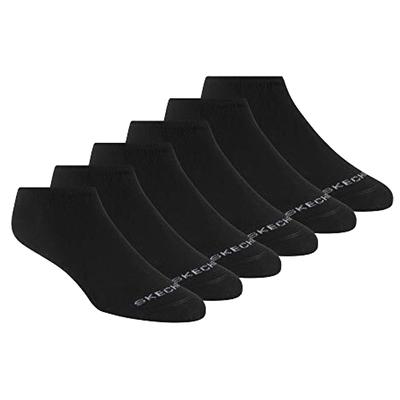 Skechers 6pk Womens Cotton Nshw Blac, Unisex Black Socks