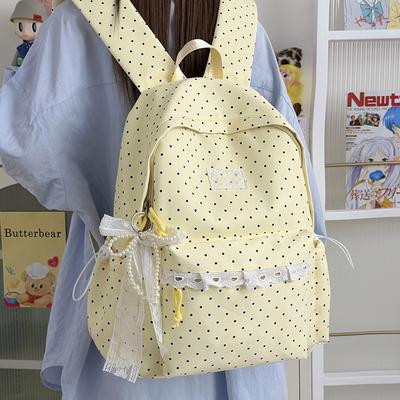 Schoolbag Korean Ins Polka Dot Backpack Cute Student High Value Large Capacity High School Student School Bag Mori Versatile Backpack