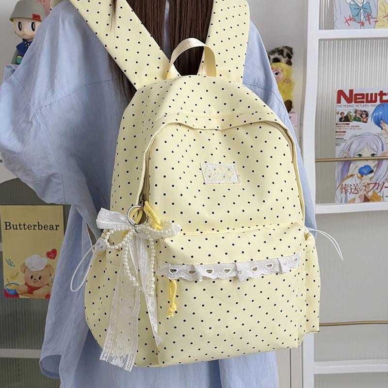 Schoolbag Korean Ins Polka Dot Backpack Cute Student High Value Large Capacity High School Student School Bag Mori Versatile Backpack