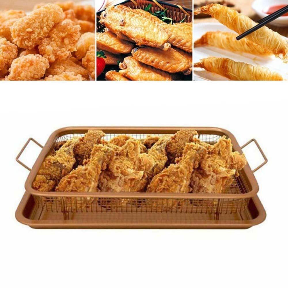 Colander Detachable Stainless Steel Fries Food Oven Mesh Baking Tray Oil Strainer Frying Basket