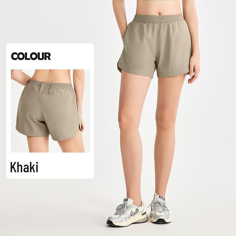 Women's Two-in-One Cooling Sports Shorts with Anti-Exposure Pocket & Back Waist Towel Loop for Yoga & Fitness.