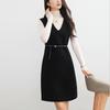 Fanzhen Women's 100% Wool V-Neck Vest Dress
