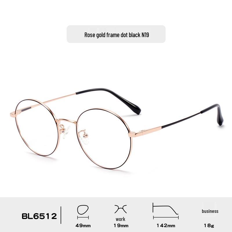 

Half-Titanium Teen Women s Korean Style Round Eyeglasses - Comfortable, Dot Paint Design, Myopia-Compatible