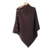 Ladies' Fashionable Knitted Shawl Cape With Buckle Yarn Plaid Scarf, Women's Versatile Warm Plain Weave Shawl