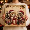 1 Set 3D Pearl Effect Diamond Painting Art Kit Christmas Kitty Theme Handmade Christmas Kitty Art Kit DIY Pearl Art Kit