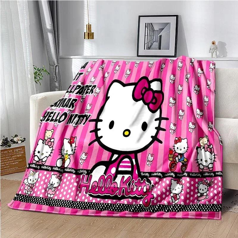 HelloKitty Cartoon Anime Kawaii Blanket for Kids Super Soft Cute Blanket for Travel Bedding Couch Sofa Bed Blanket Birthday Gift