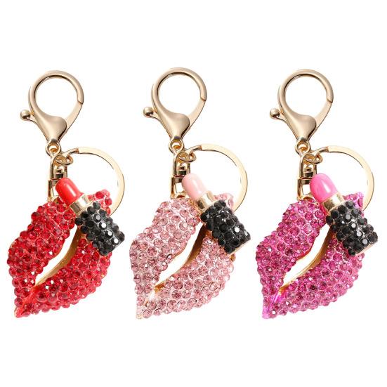 Rhinestone Lip Keychain Pendant Diamond Lip & Lipstick Bag Charm Sparkling Lip Pendant for Women Girls
