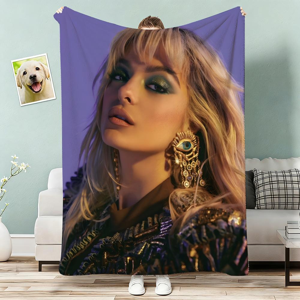 Singer B-Bebe Rexha Throw Lightweight 240g Flannel Blanket Soft Skin-friendly for Summer Cooling 75x90cm