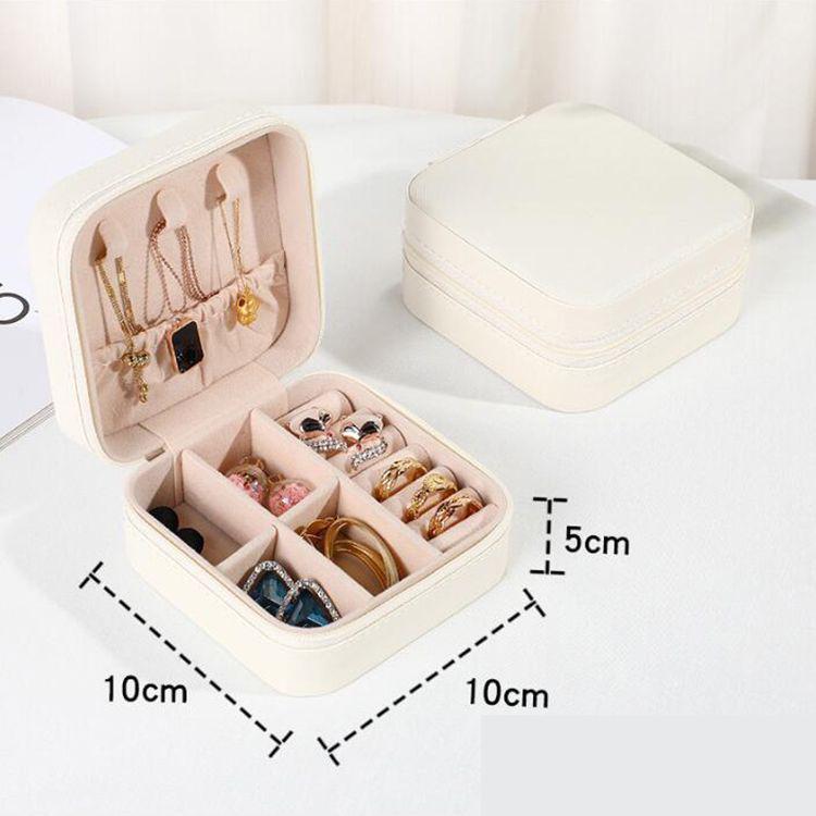 Korean Style Travel Jewelry Box with Mirror for Earrings and Rings