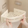 No-drill Triangle Bathroom Shelf, Wall-mounted Storage Rack for Washing Room and Toilet, Cream Style