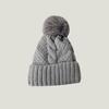 Women Fall Winter Hat Thickened Knitted Soft Elastic Warm Anti-slip Ear Protection Plush Ball Decor Twisted Pattern Outdoor Beanie Cap