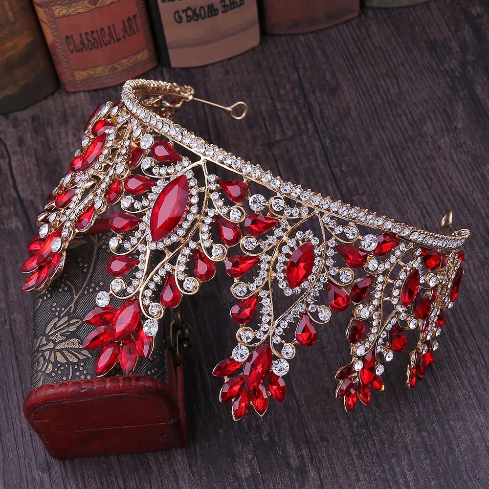 Barock Rosegold Farbe Kristall Braut Diademe Kronen Große Strass Diadem Schleier Diadem Braut Kopfschmuck Hochzeits Haarschmuck