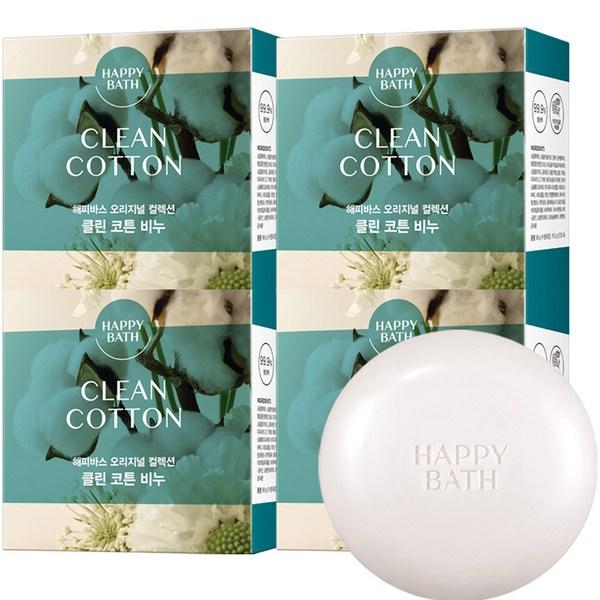 Happy Bath Original Collection Soap Clean Cotton, 4 Korean Cosmetics