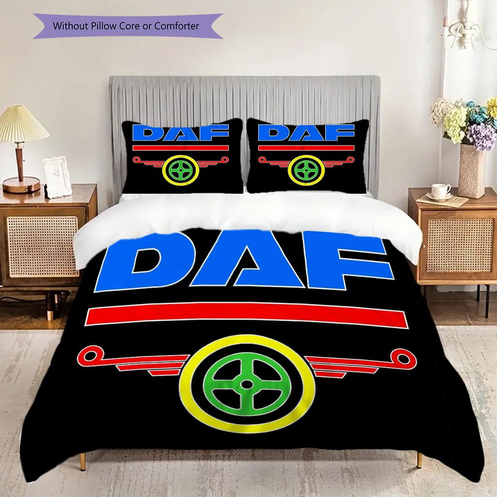 Golden Trucks Motion Bedding (1 * duvet cover + 2 * pillowcase, without core) 2D Flat Soft and comfortable Bedding set Christmas birthday gift