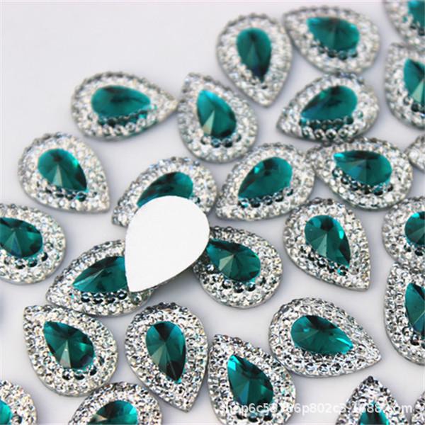 Two-Tone 10x14mm Teardrop Resin Rhinestones for DIY Jewelry & Clothing Decoration