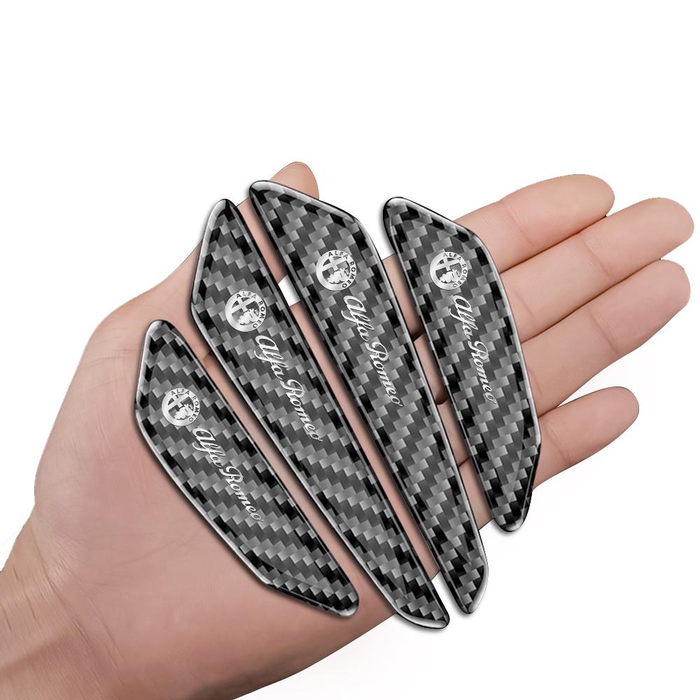 shndz6 4pc Car Door Edge Protective Stickers Carbon Fiber Anti-Collision Strip For Alfa Romeo Giulia Giulietta 159 156 MITO Stelvio 147