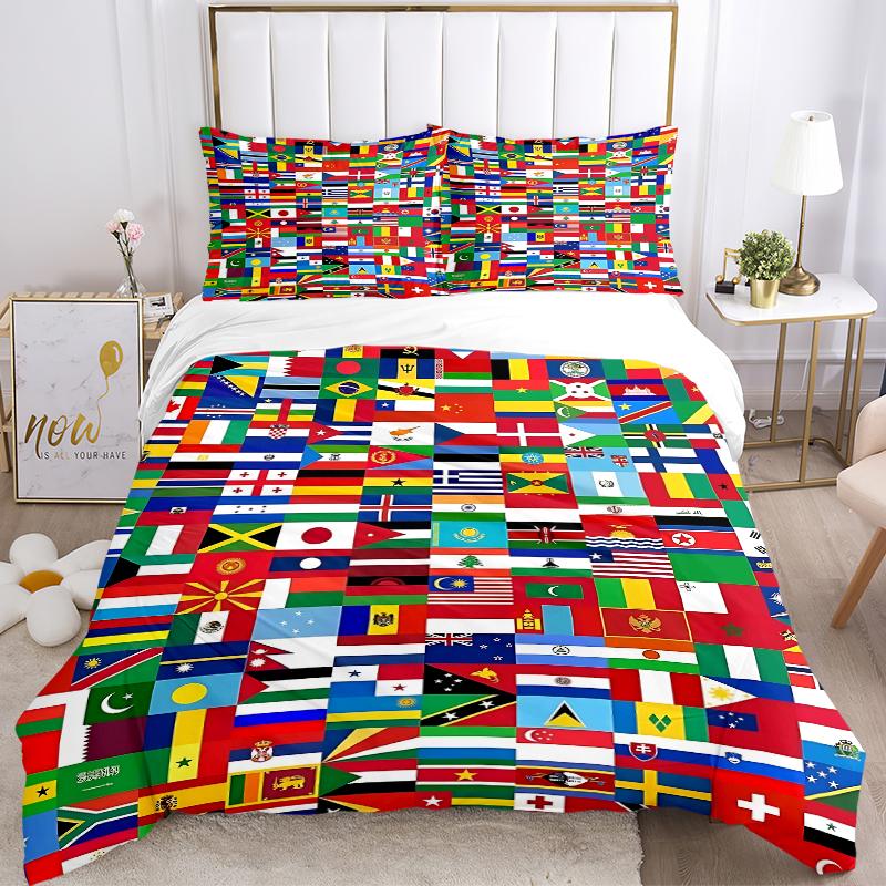 3Pcs Flags World Bedding Sets For All Sizes New 3D Printed Bed Cover Comforter Duvet Cover Pillowcase Bedroom Decoration
