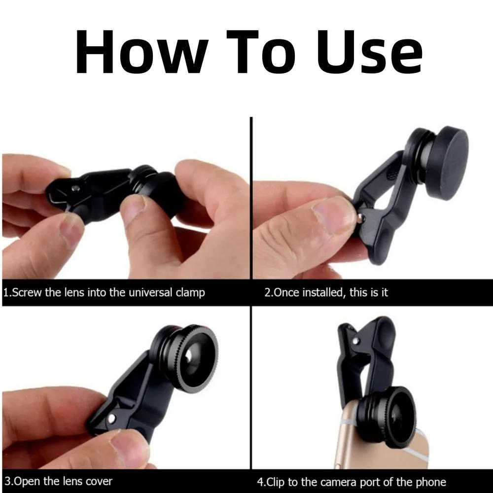 3in1 Fisheye Wide Angle Micro Camera Lens 0.67X Wide Angle Macro Lenses Camera With Clip for iPhone Xiaomi Redmi Huawei 3IN1 Len