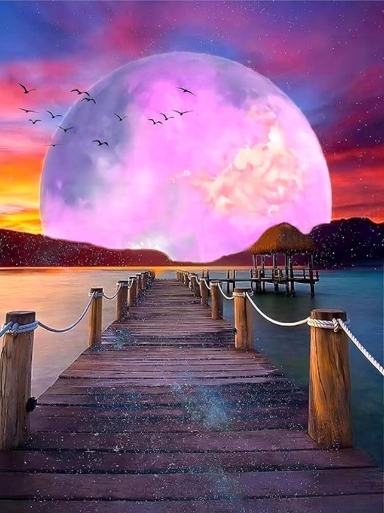 EverShine Moon 5D Diamond Painting Tree Rhinestone Pictures Diamond Embroidery Scenery DIY Mosaic Fantasy 2024 New Holiday Gifts