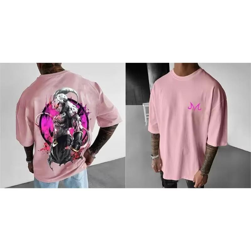 

2026 Summer Dragon Ball Compilations Retro Highquality Cotton Mens Tshirts Majin Buu Unisex Childrens Casual Short Sleeves S